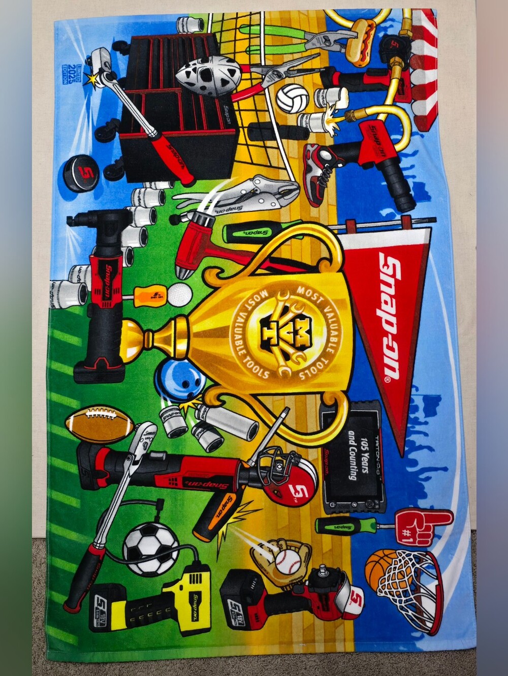 Snap-On Limited Edition 2025 Beach Towel With Sports Design NWOT